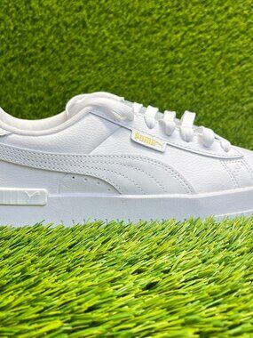 Puma Court Leather Womens Size 7.5 White Gold Athletic Lifestyle Shoes Sneakers